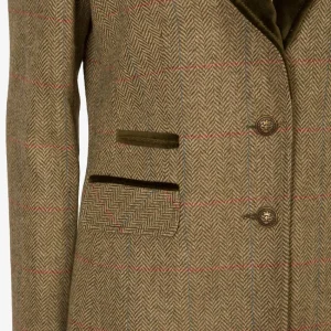 Outlet Americana Caza Mujer Tweed Solapa Terciopelo Mujer Chaquetas Y Americanas