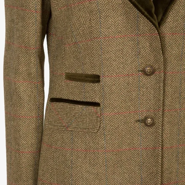Outlet Americana Caza Mujer Tweed Solapa Terciopelo Mujer Chaquetas Y Americanas