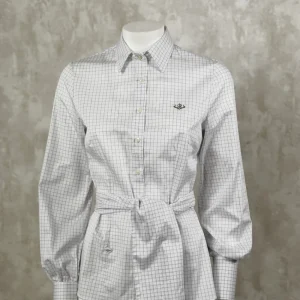 New Camisa Caza Cuadro Fino Lazo Mujer Mujer Camisas