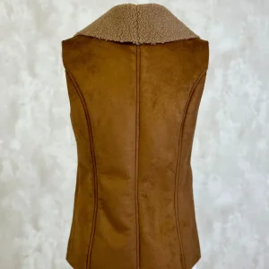New Chaleco Caza Doble Faz Borrego Interior Mujer Camel Mujer Chalecos