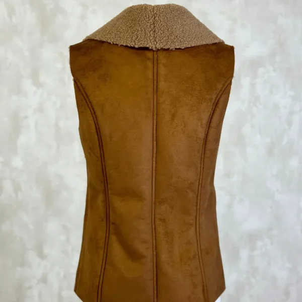 New Chaleco Caza Doble Faz Borrego Interior Mujer Camel Mujer Chalecos